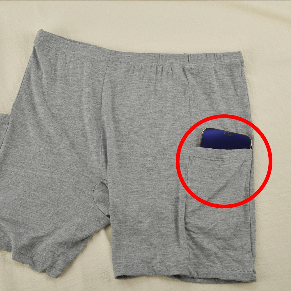 1pc Women's Plus Size Modal Safety Shorts Pants Tummy Control Anti-Slip No Trace Underwear with Pocket Stretchy Soft Leggings