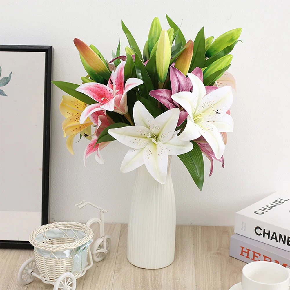 Realistic 3D Printed Lily Branch Flowers