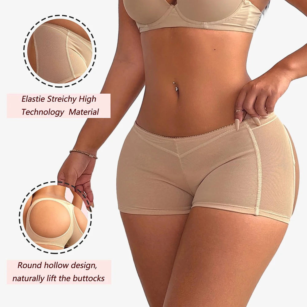 Women's Hollow Sexy Panties Butt Lifter Shapewear Tummy Control Bigger Butt Shaper Sexy Ass Briefs Underwear Nude Black S-3XL