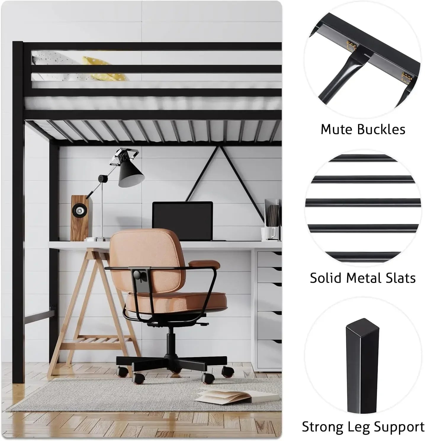Twin Loft Bed with Desk