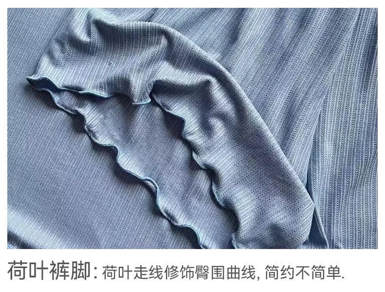 Pajamas Suit Ruffle Hem Women's Ribbed Cami Pajama Set with Elastic Waist Shorts Lounge Sleepwear for Home for Relaxing