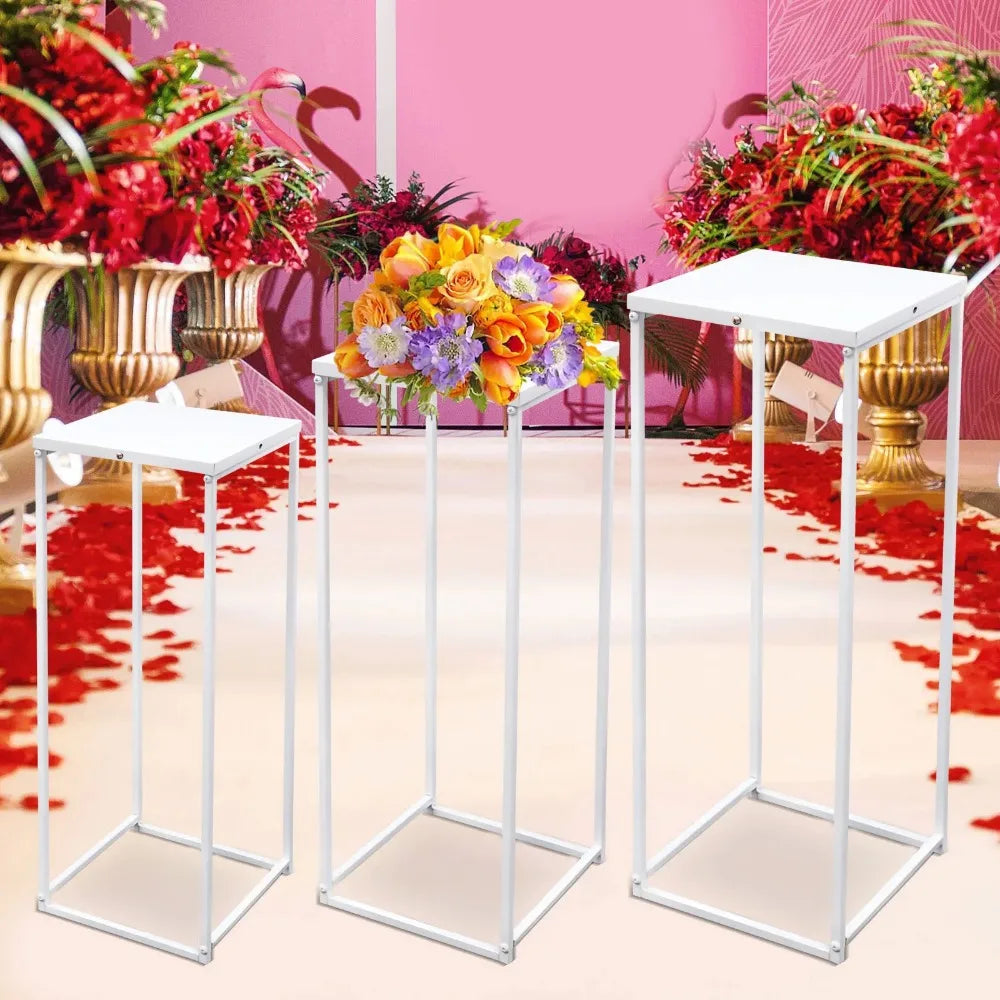3Pcs Metal Geometric Flower Pot Rack Holder Plant Display Stand Home Decor Column Flower Stand For Wedding Party Centerpiece