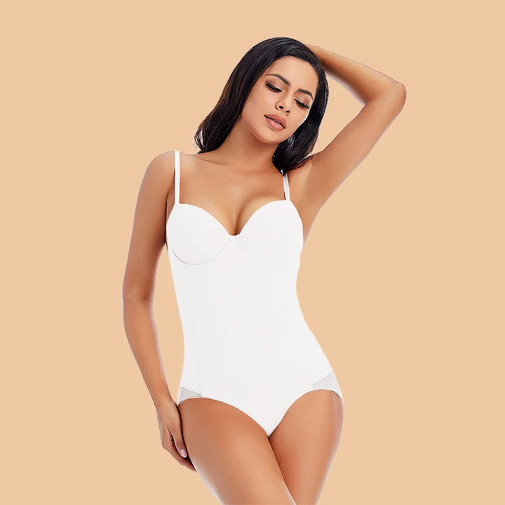 Underwire White Bodysuit Women Shapers Stretch Solid Color Silky Underwear Shapewear