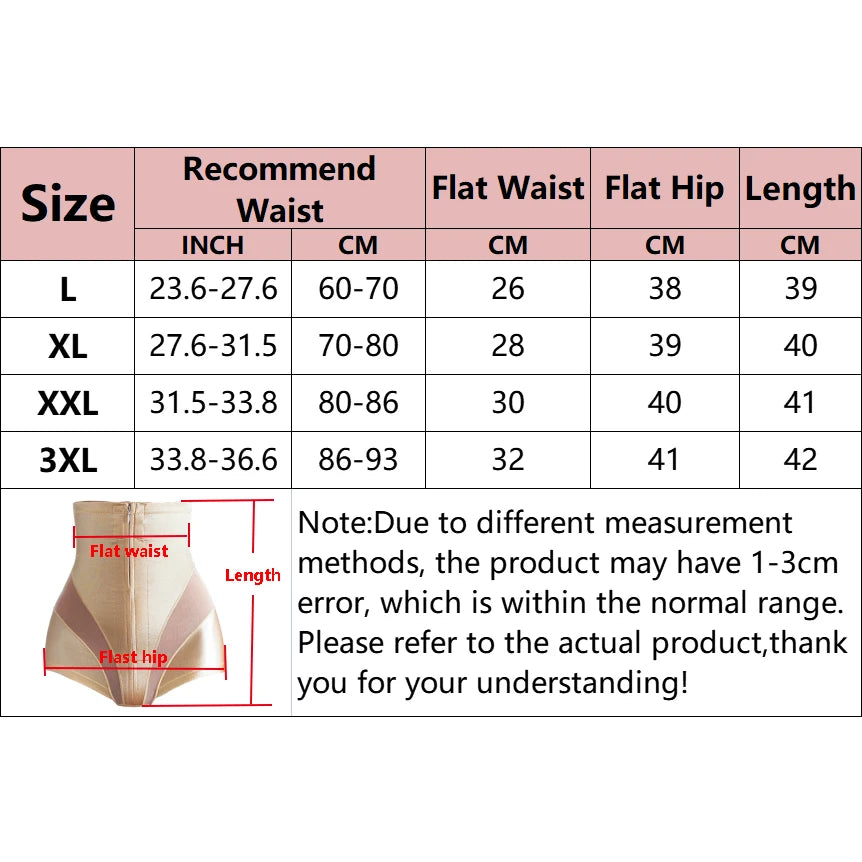 Sexy Shapewear Women High Waist Trainer Body Shaper Tummy Slimming Belly Control Body Shaper Underwear Briefs Zipper Panties