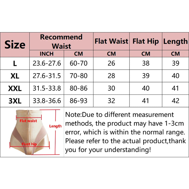 Sexy Shapewear Women High Waist Trainer Body Shaper Tummy Slimming Belly Control Body Shaper Underwear Briefs Zipper Panties