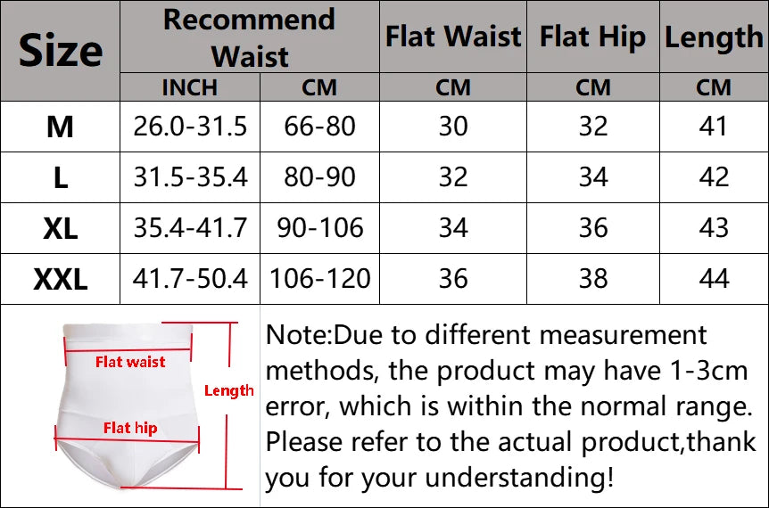 High Waist Flat Belly Panties for Men Tummy Control Shapewear Slimming Body Shaper Underwear Belly Girdle Brief Butt Lifter