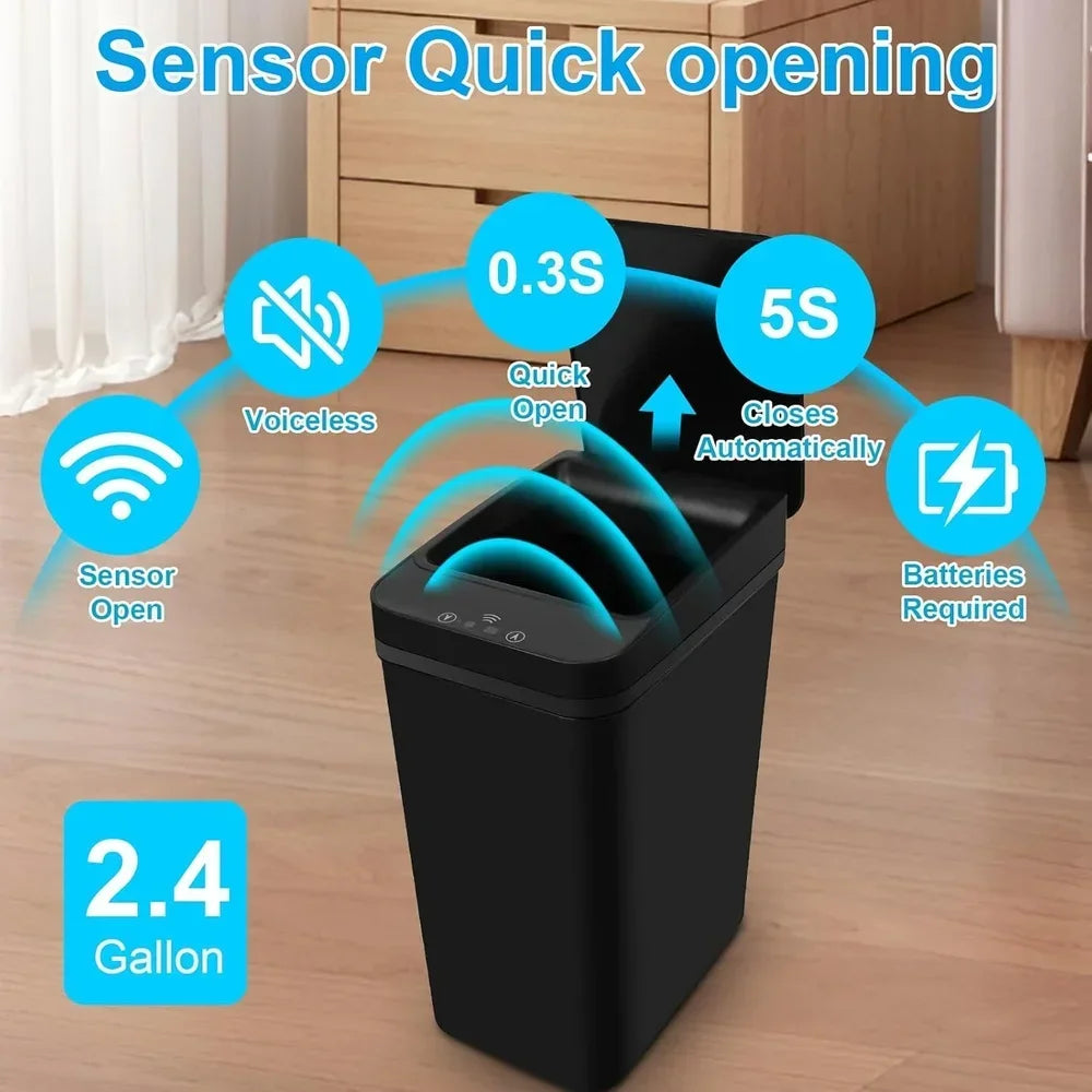 2 Pack Touchless Trash Can Automatic Motion Sensor Bin Smart Sensor Technology 11L Capacity Hygienic Convenient Kitchen Bathroom