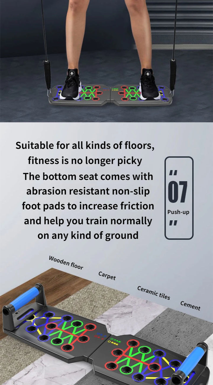 Portable Multifunctional Push-up Board Set With Handles Foldable Fitness Equipment For Chest Abdomen Arms And Back Training
