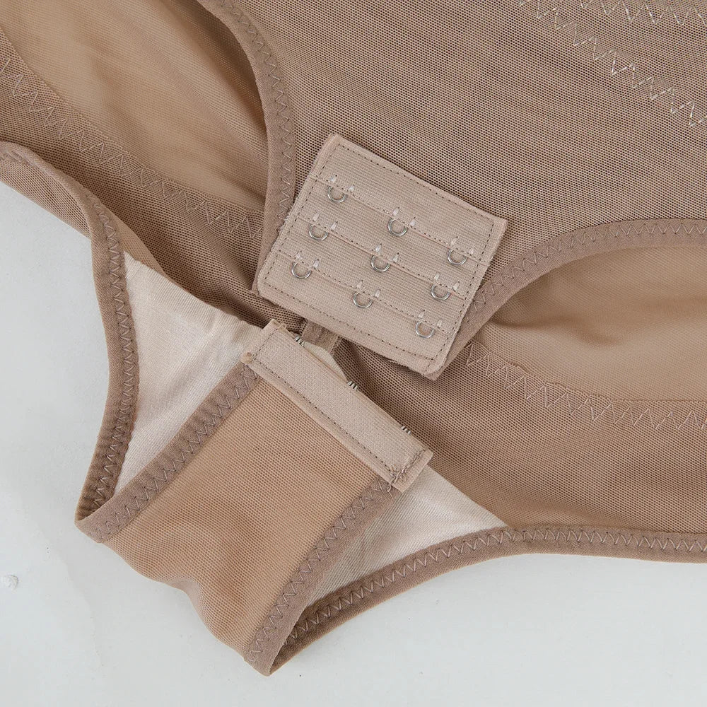 Cross Waist Bodysuit Sexy Women Briefs Shapewear with Film Coaster Mesh Breathable Suspender Top Tummy Control Ladies Underwear