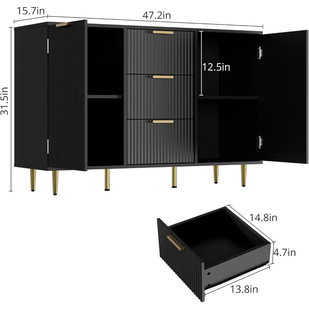 Modern Black Cabinet with Storage