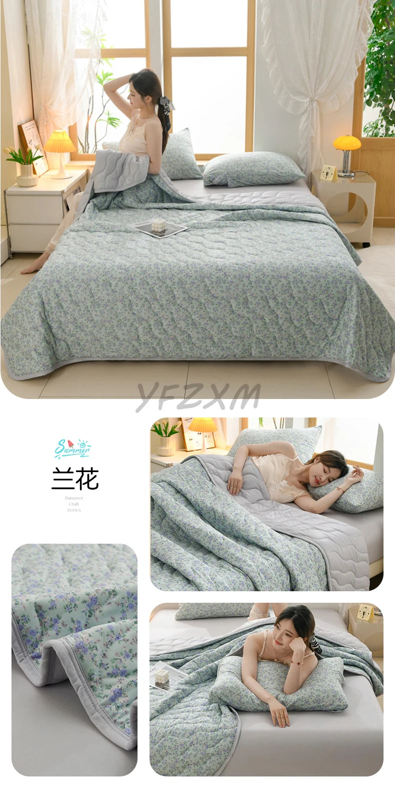 New Florals Spring Summer Blanket for Single Double Soft Skin-friendly Quilt Breathable Comfortable Air Conditioning Comforter
