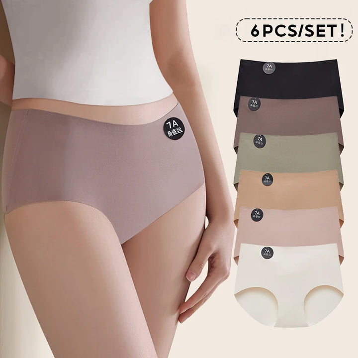 FallSweet 6PCS/Set Women Seamless Silk Panties Ultral Thin High Elastic Underwear Soft Breathable Sexy Female Lingerie Briefs