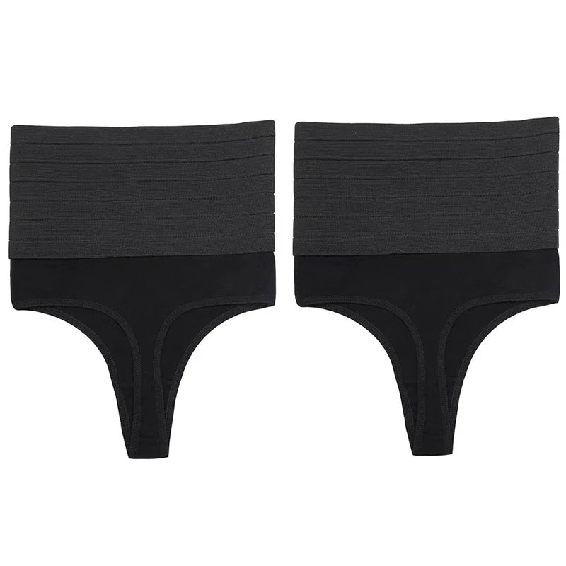 2pcs Women High Waist Shaping Brief Lady Thong Body Shaper Slimming Underwear Butt Lifter Control Pantie Sexy Shapewear Panty