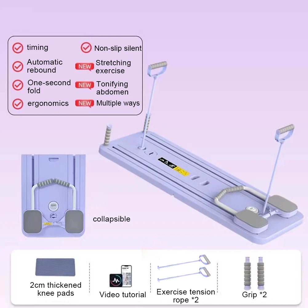 Abdominal Exercise Board with Timer Fitness Board Push-up Bar Leg & Arm Training Multifunctional Pilates Reformer Set Equipment