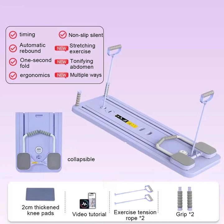 Abdominal Exercise Board with Timer Fitness Board Push-up Bar Leg & Arm Training Multifunctional Pilates Reformer Set Equipment