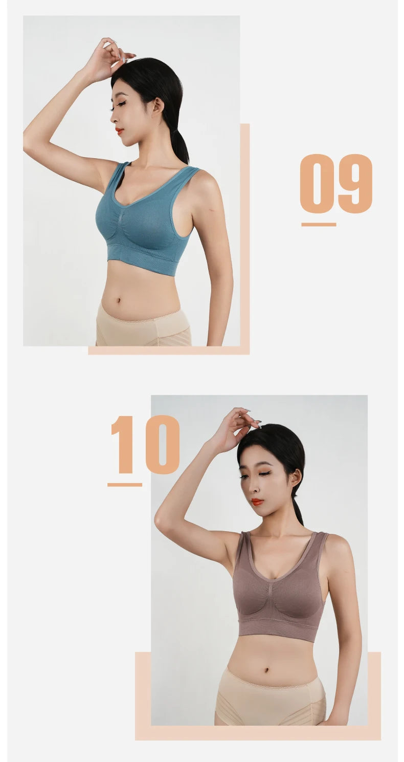 Women Breathable Sports Bra Absorb Sweat Shockproof Padded Gym Running Fitness Double Layer Seamless Yoga Sports Bras Underwear