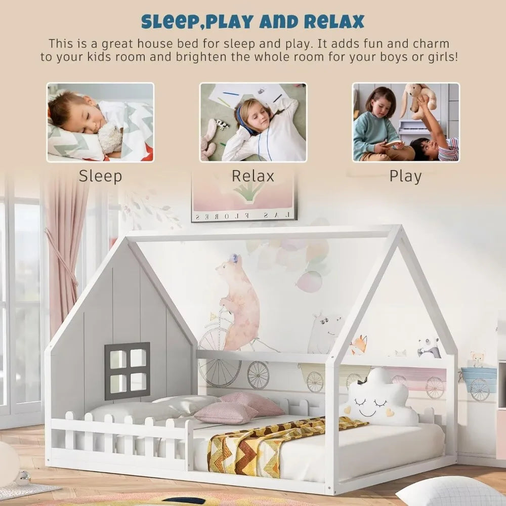 Full Size House Floor Bed