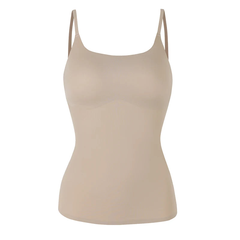 New Tank Tops Camis Women Crew Neck Shapewear Waist Tummy Control Body Camisole Summer Black Nude Smooth Slimming Vest New