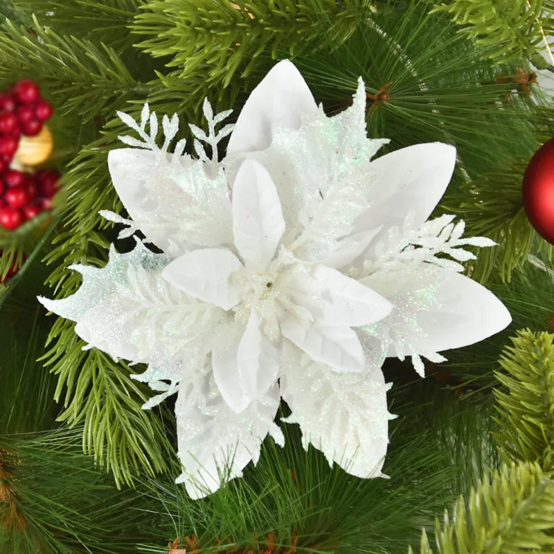 Artificial Glitter Christmas Flowers