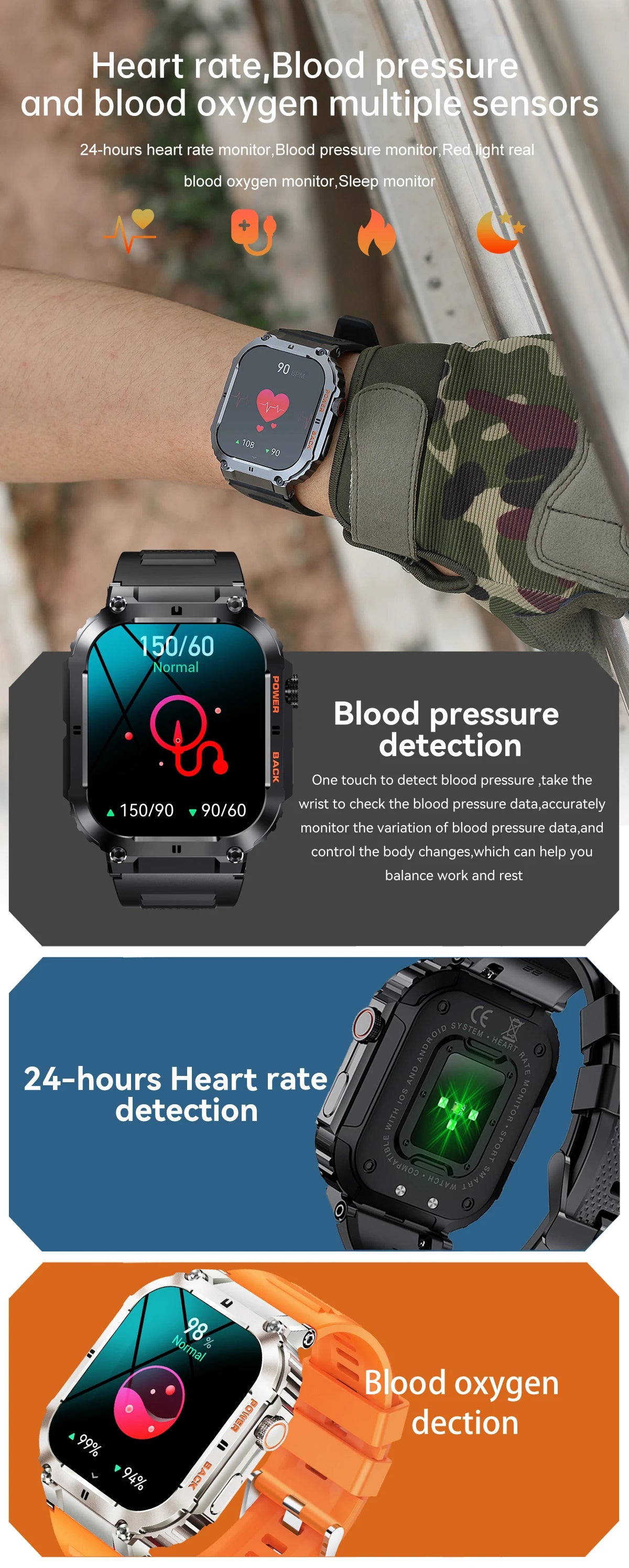 LIGE 1.96”Bluetooth Call Smart Watch Men 400mAh Waterproof Sport Fitness Tracker health monitor Smartwatch for Android IOS Phone