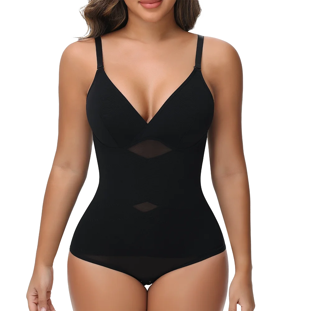 Cross Waist Bodysuit Sexy Women Briefs Shapewear with Film Coaster Mesh Breathable Suspender Top Tummy Control Ladies Underwear