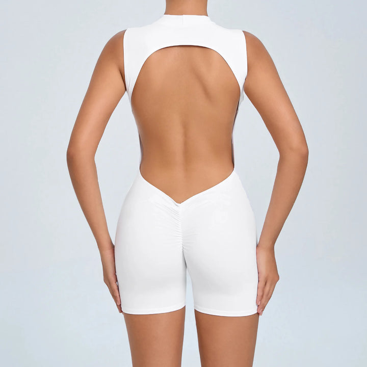 Women Sexy V Back Scrunch Sports Jumpsuit Women Gym Bodysuits Backless Workout One-Piece Suit Sportswear Fitness Short Rompers