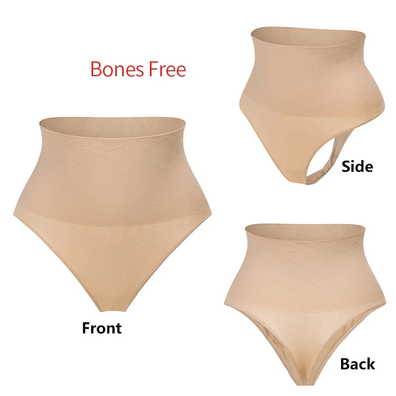 High Waist Body Shaper Thongs Shapewear for Women Panties Tummy Control Slimming New Underwear Nude Black T-Back Brief