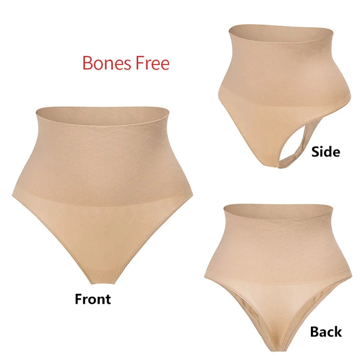 High Waist Body Shaper Thongs Shapewear for Women Panties Tummy Control Slimming New Underwear Nude Black T-Back Brief