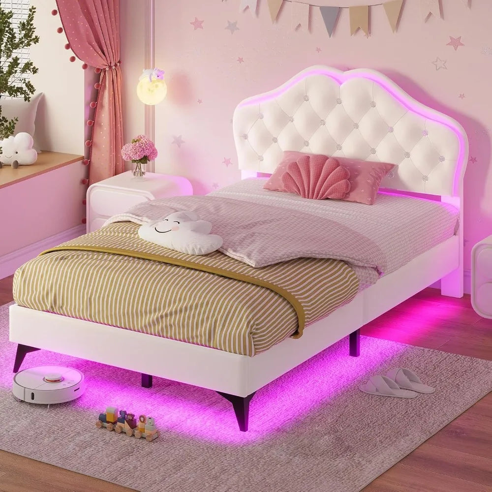 Twin LED Velvet Bed Frame