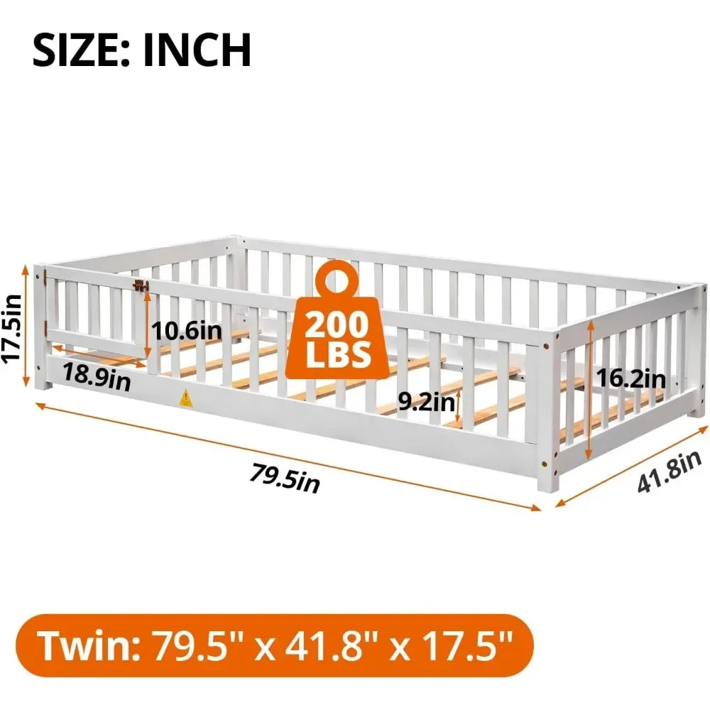 Twin Montessori Floor Bed Wood