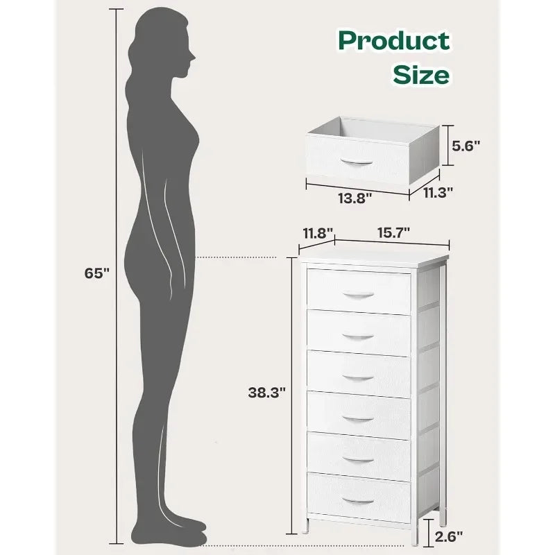 Tall 6-Drawer Fabric Bedroom Dresser