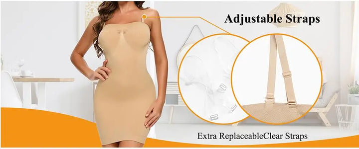 Strapless Shapewear Slip for Women Under Dress Full Slips Dress Tummy Control Camisole Body Shaper Seamless Corset Underwear