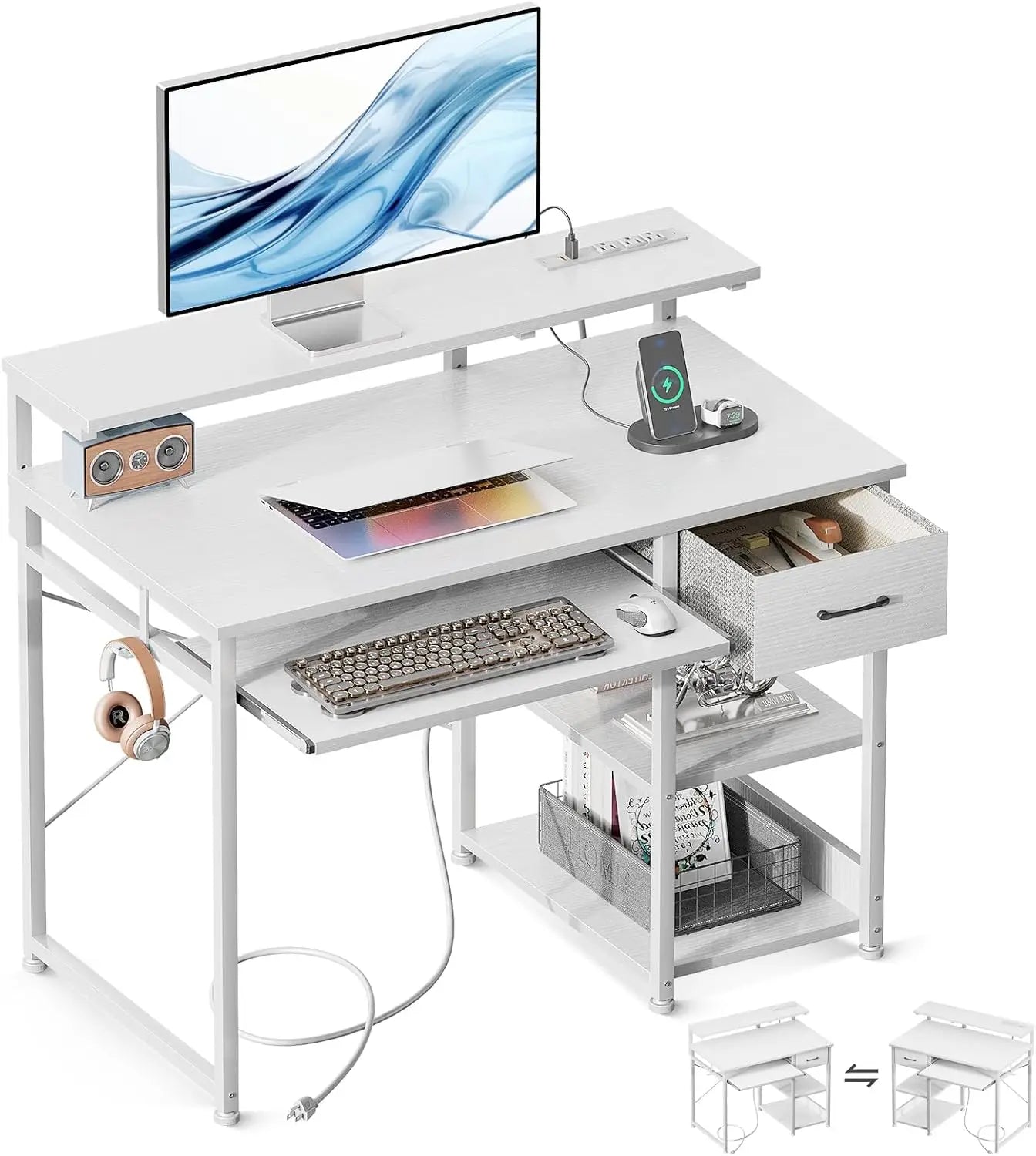 Office Computer Desk with Keyboard Tray