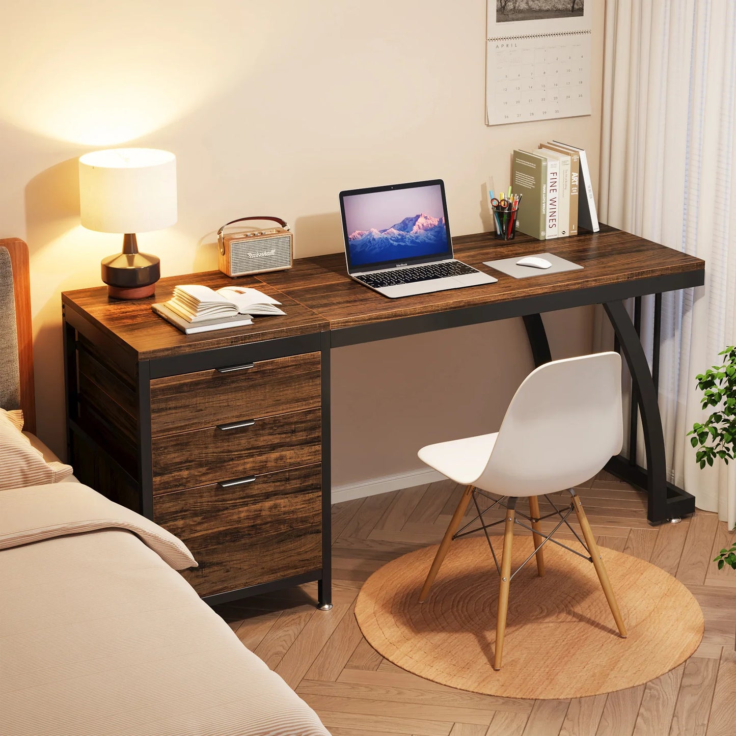 59 Inch Office Desk with Drawers