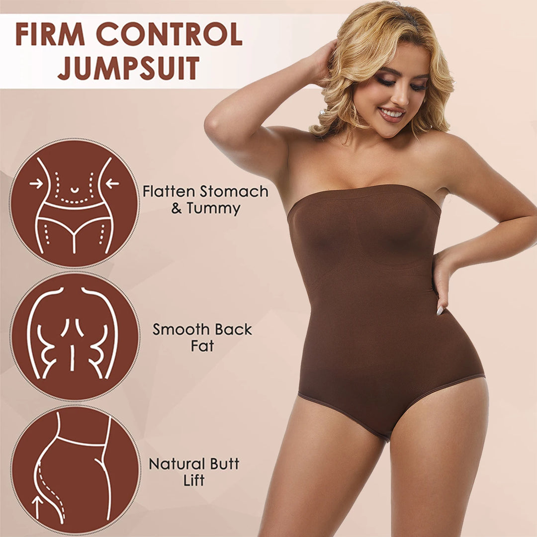 Women's Strapless Jumpsuit Shapewear New Sexy Briefs Bodysuit Butt Lifter Compression Waist Trainer Push Up Backless Shaper