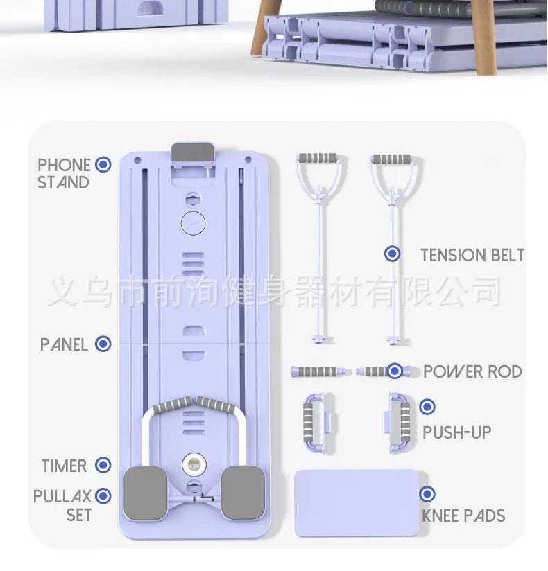 Multifunctional Fitness Board with Automatic Rebound, Foldable Exercise Machine - Full Body Exercise Equipment, Home Pilates