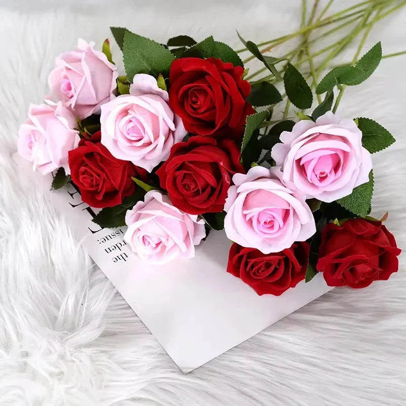 Artificial Flannel Rose Bouquet