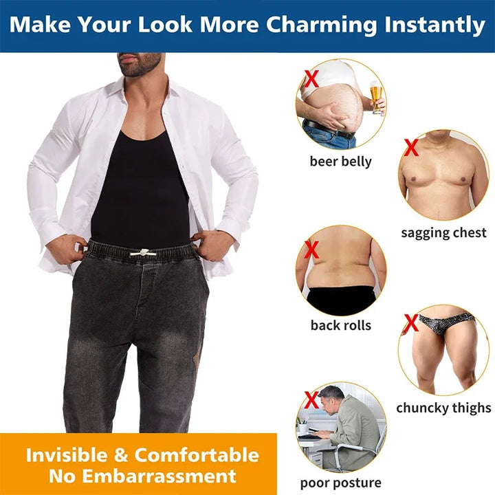 Mens Short Sleeve Full Body Shaper Bodysuit Tummy Control Romper Pajamas Waist Trainer Slimming Shapewear Underwear Undershirts