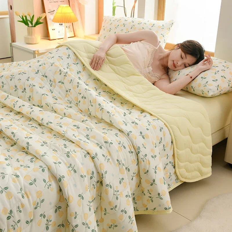 New Florals Spring Summer Blanket for Single Double Soft Skin-friendly Quilt Breathable Comfortable Air Conditioning Comforter