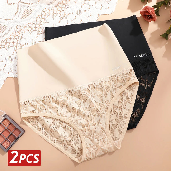 2PCS/Set Women High Waist Shapewear Panties Seamless Slimming Briefs Female Butt Lifter Tummy Underwear Hollow Breathable Panty