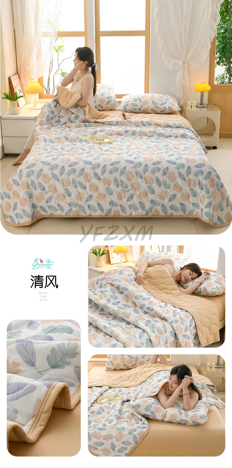 New Florals Spring Summer Blanket for Single Double Soft Skin-friendly Quilt Breathable Comfortable Air Conditioning Comforter