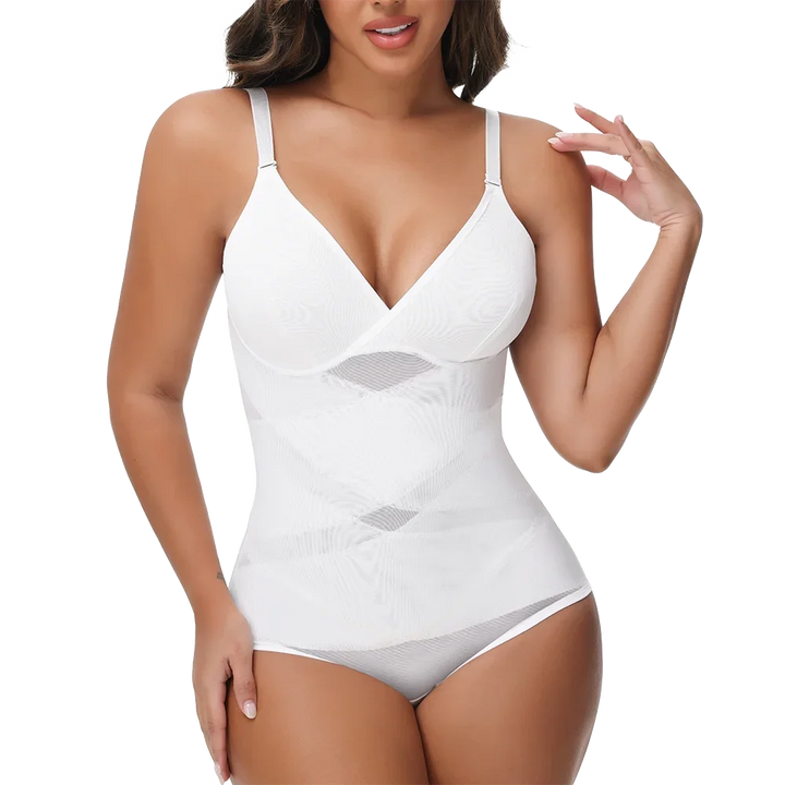 Cross Waist Bodysuit Sexy Women Briefs Shapewear with Film Coaster Mesh Breathable Suspender Top Tummy Control Ladies Underwear