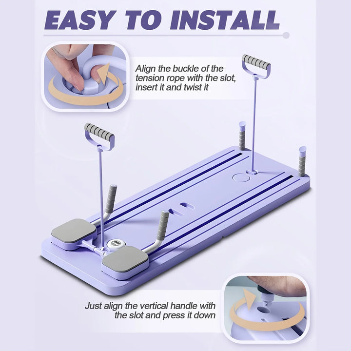 2024 Home Fitness Multifunctional 5-in-1 Pilates Skateboard Foldable Pilates Reformer Board Home