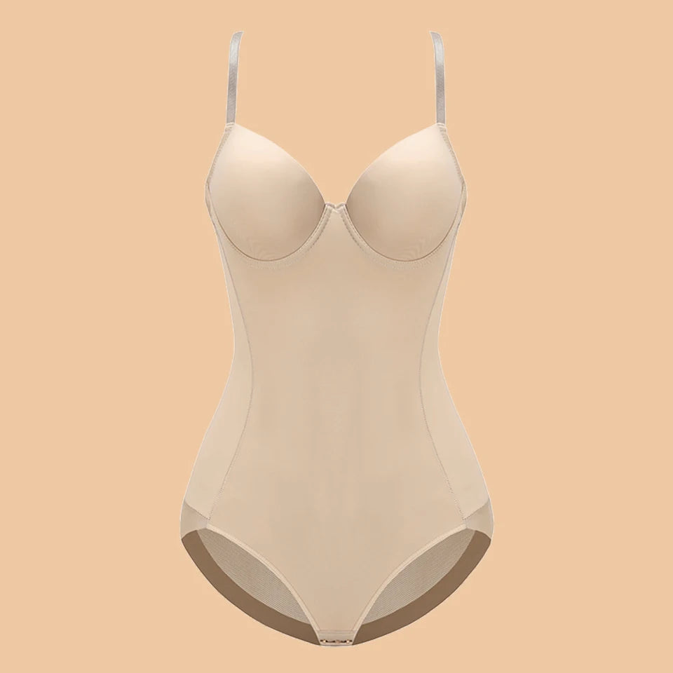 Underwire White Bodysuit Women Shapers Stretch Solid Color Silky Underwear Shapewear