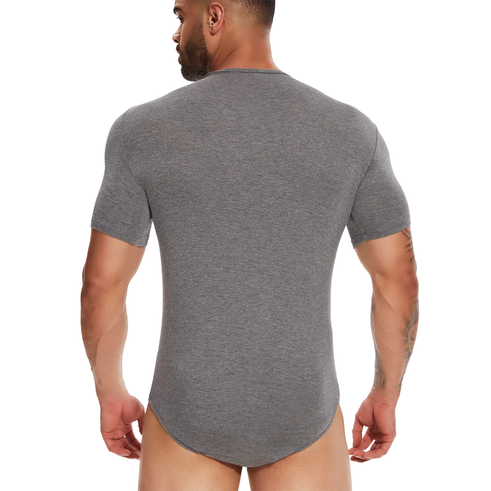 Mens Short Sleeve Full Body Shaper Bodysuit Tummy Control Romper Pajamas Waist Trainer Slimming Shapewear Underwear Undershirts