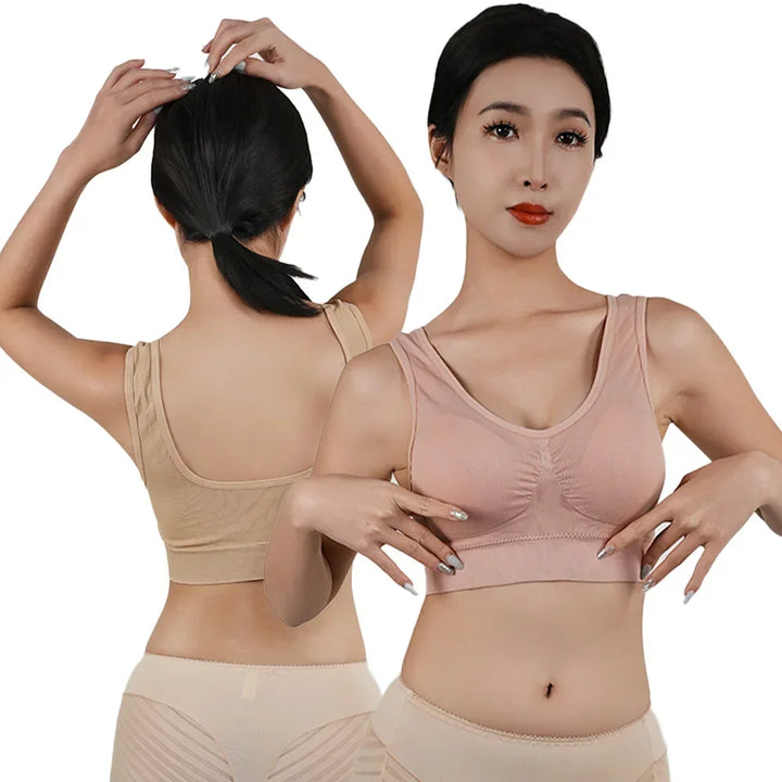 Women Breathable Sports Bra Absorb Sweat Shockproof Padded Gym Running Fitness Double Layer Seamless Yoga Sports Bras Underwear