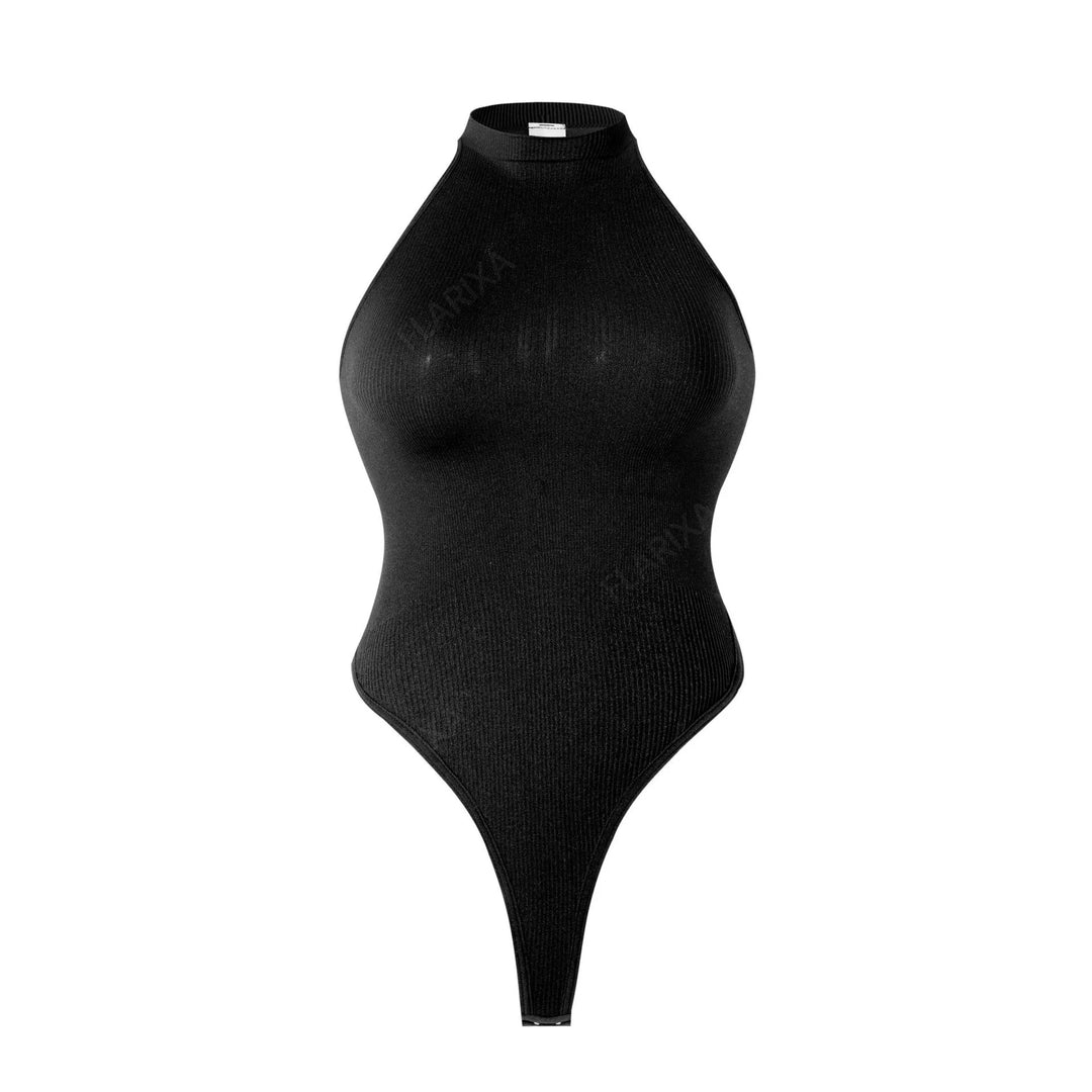 Flarixa Seamless Tummy Control Shapewear Women Thong Fajas Body Shaper High Collar Sleeveless Bodysuits Slimming Lingerie