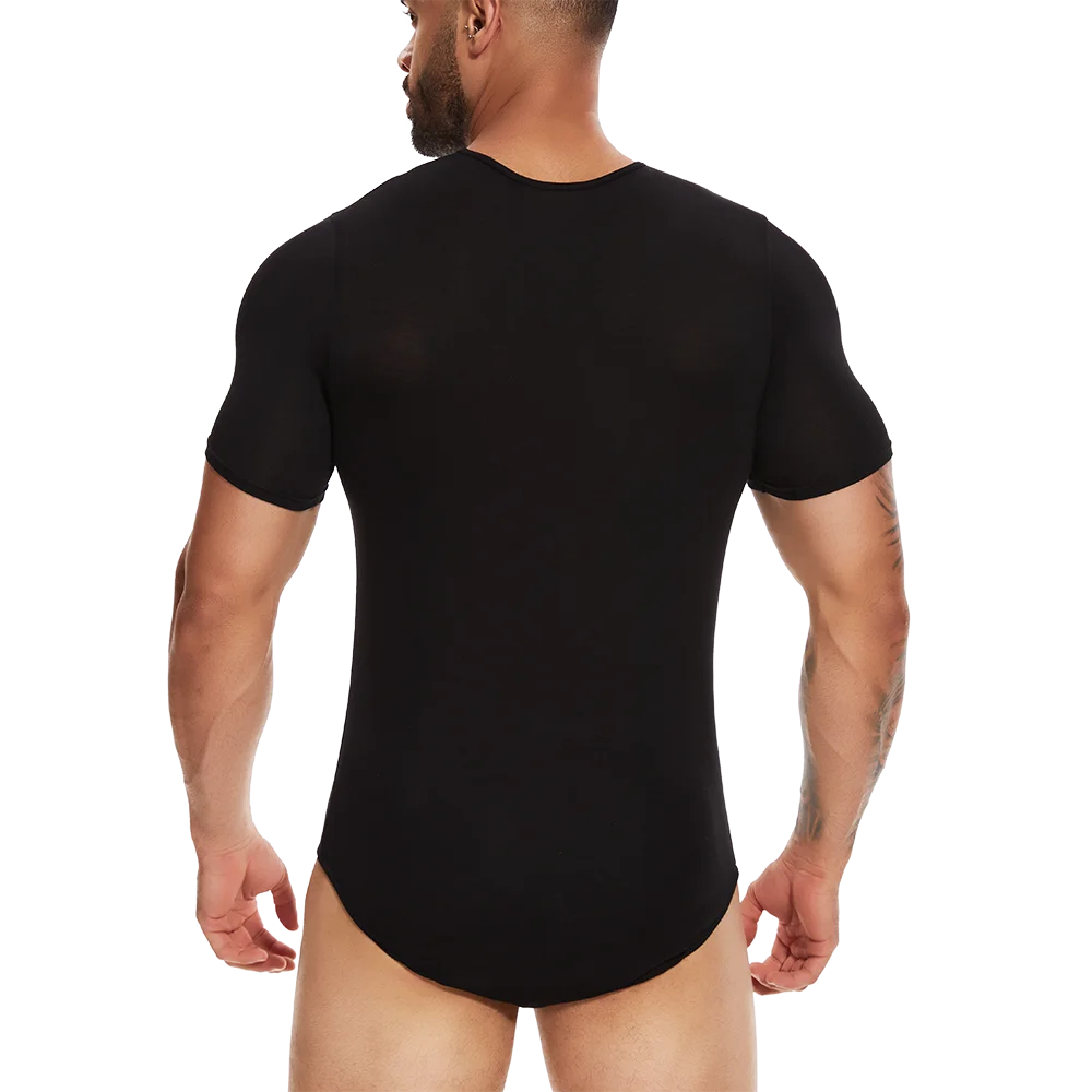 Mens Short Sleeve Full Body Shaper Bodysuit Tummy Control Romper Pajamas Waist Trainer Slimming Shapewear Underwear Undershirts