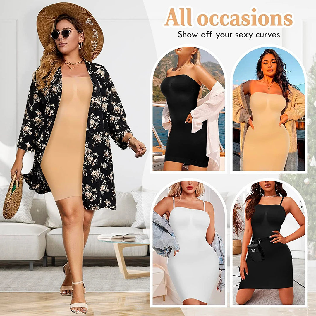 Strapless Shapewear Slip for Women Under Dress Full Slips Dress Tummy Control Camisole Body Shaper Seamless Corset Underwear