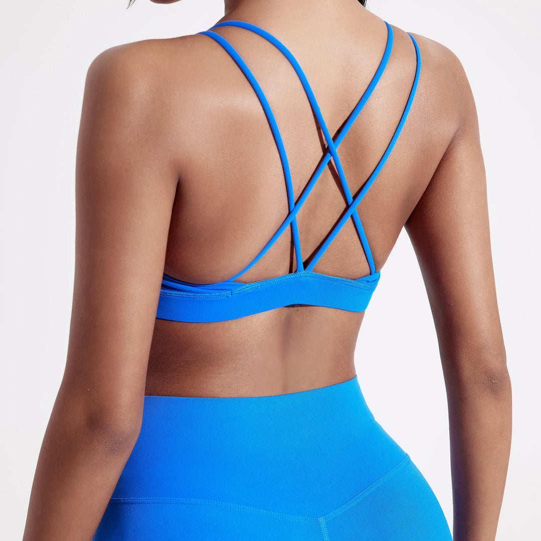 Solid Color Cross Fitness Bra Soft High Strength Women Tight Sport Top Comprehensive Training Gym Yoga Underwear With Chest Pad